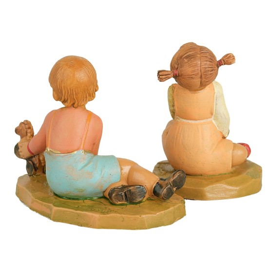 Due bambini con giochi serie 12 cm Fontanini base, bambino