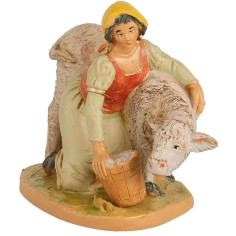 Giovane con vitello serie 12 cm Fontanini base, serie, vitello