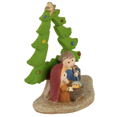 Natività Naïf con albero in resina 6x3x8 h