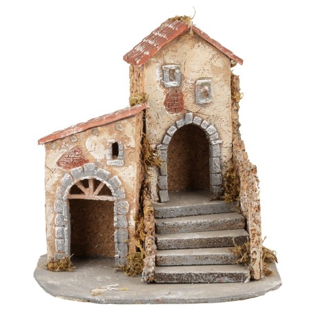 Gruppo di case con scalinata cm 23x27x24,5 h