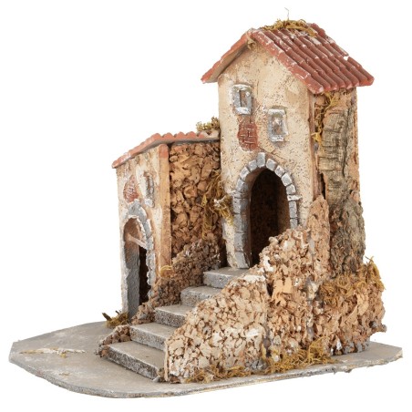 Gruppo di case con scalinata cm 23x27x24,5 h