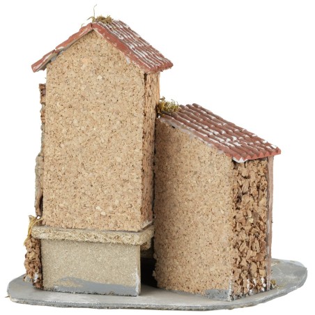 Gruppo di case con scalinata cm 23x27x24,5 h case, resina