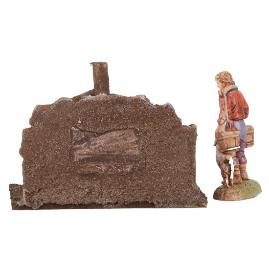 Pozzo rustico cm 9x5x6 h pozzo, statue, legno, polistirene