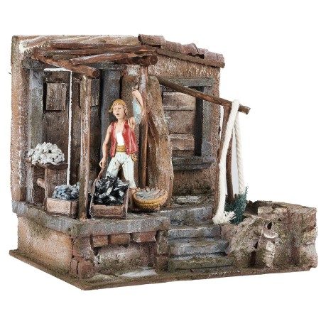 Bottega del pescivendolo cm 20x14,5x18 h bottega, pescivendolo