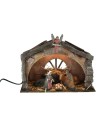 Cabaña de poliestireno iluminada con Natividad serie 10 cm