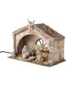 Polystyrene hut illuminated with Nativity series 10 cm Landi