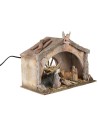 Cabaña de poliestireno iluminada con Natividad serie 10 cm