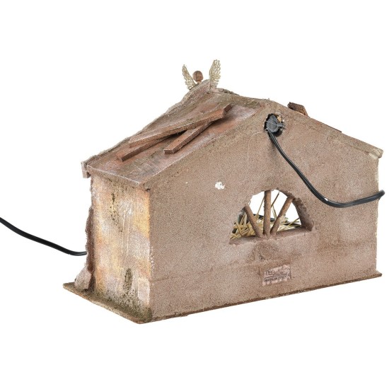 Polystyrene hut illuminated with Nativity series 10 cm Landi
