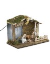 Cabaña iluminada con Natividad serie Landi Moranduzzo 10 cm