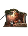 Capanna illuminata con Natività serie Landi Moranduzzo 10 cm