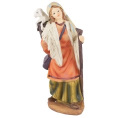 Shepherdess with lamb in resin 20 cm resin, base, lamb