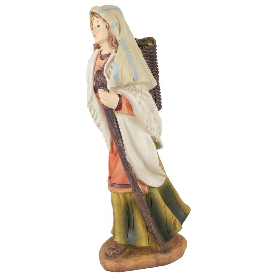 Shepherdess with lamb in resin 20 cm resin, base, lamb