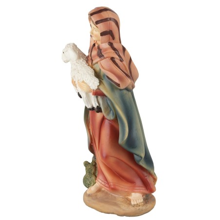 Woman with lamb in resin 15 cm