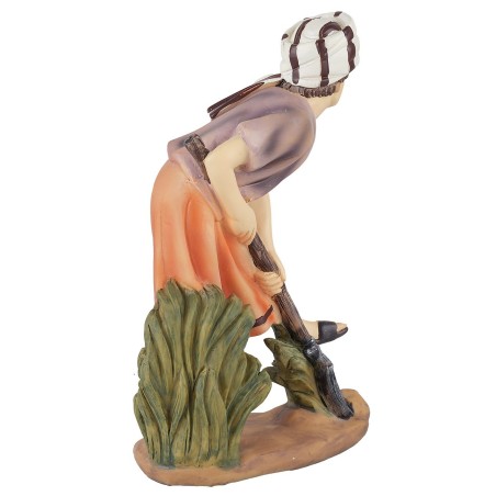 Contadino con vanga in resina 15 cm base, resina, altezza