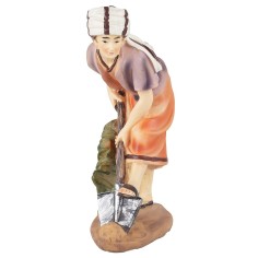 Contadino con vanga in resina 15 cm base, resina, reale