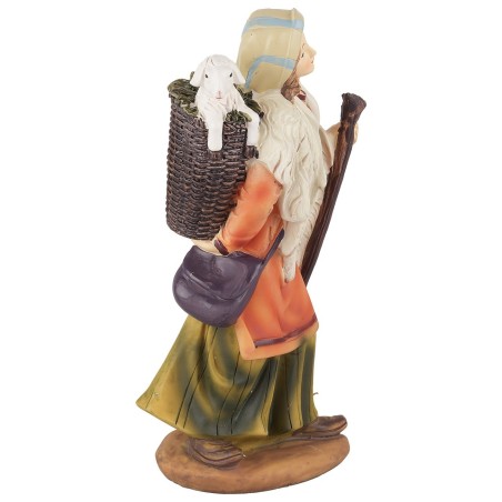 Pastorella con agnello in resina 15 cm base, resina, altezza