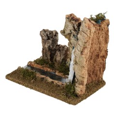 Cascata nella roccia con fiume effetto profondità cm 15x24x22 h 2