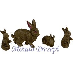 Set of 4 pcs baby rabbits with mother