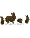 Conjunto de 4 piezas de conejitos con mamá - animales para belén