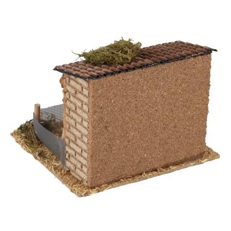 Barn with enclosure for animals 14x16x11.5 cm height