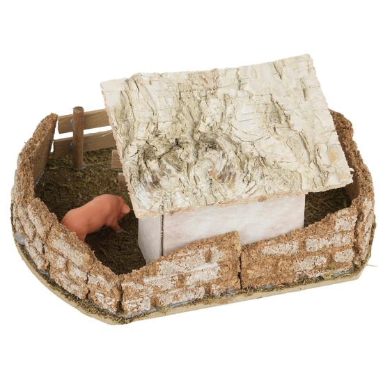 Porcile con maialini cm 14x12x7 h 14x12x7, maialini, porcile