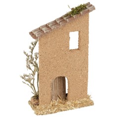 Facciata casa rustica cm 11x5x18 h legno, aperta, muschio 2