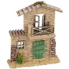 Facade of a house with a balcony, dimensions 17x6x20 cm