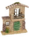 Facade of a house with a balcony, dimensions 17x6x20 cm