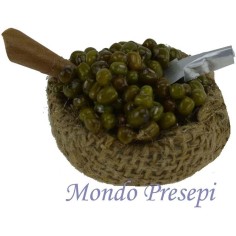 Cesta de yute con aceitunas de 4,5 cm Mundo Pesebre