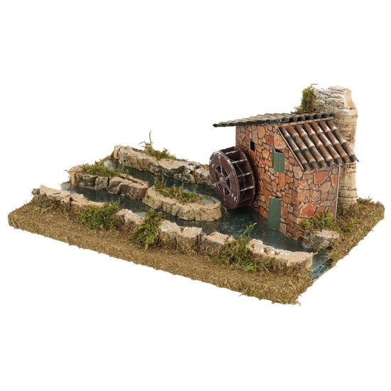 Mill with river depth effect, dimensions 25.5x18.5x12.5 cm h