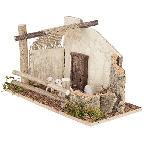 Ovile con pecore cm 29x15,5x17,5 h altezza, pecore, legno