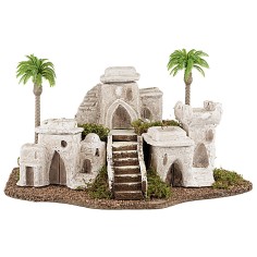 Pueblo palestino con palmeras y escalinata cm 36x26x19 h para