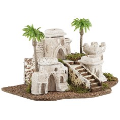 Villaggio palestinese con palme e scalinata cm 36x26x19 h per 2
