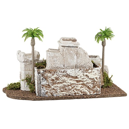 Villaggio palestinese con palme e scalinata cm 36x26x19 h per