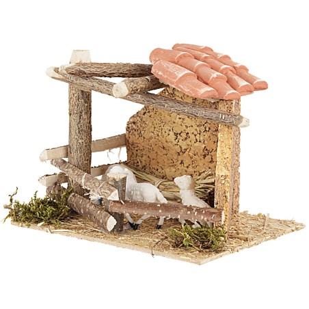 Recinto per pecore cm 18x13,5x12 h legno, statue, pecore