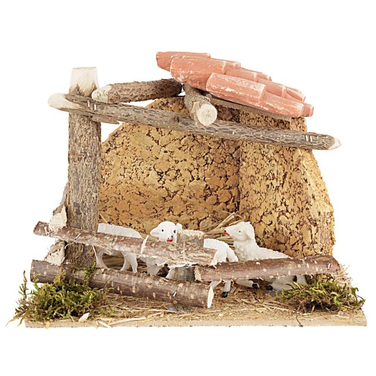 Recinto per pecore cm 18x13,5x12 h legno, statue, pecore