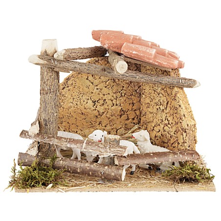 Recinto per pecore cm 18x13,5x12 h legno, statue, pecore