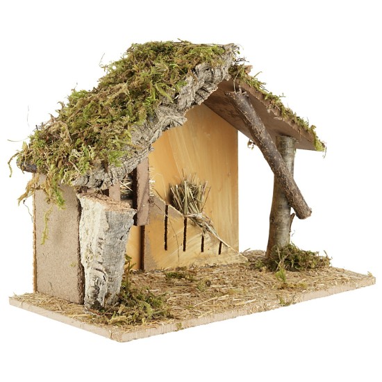 Capanna per presepe cm 32x17x23 h legno, altezza, muschio