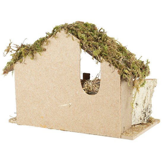 Capanna per presepe cm 32x17x23 h legno, altezza, muschio