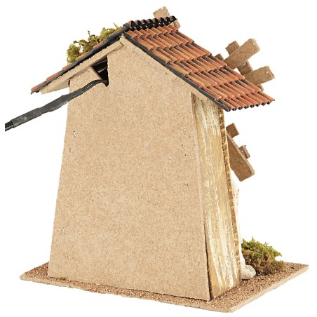 Molino de viento con aspas de madera en funcionamiento de 16x11,5x17 cm h.