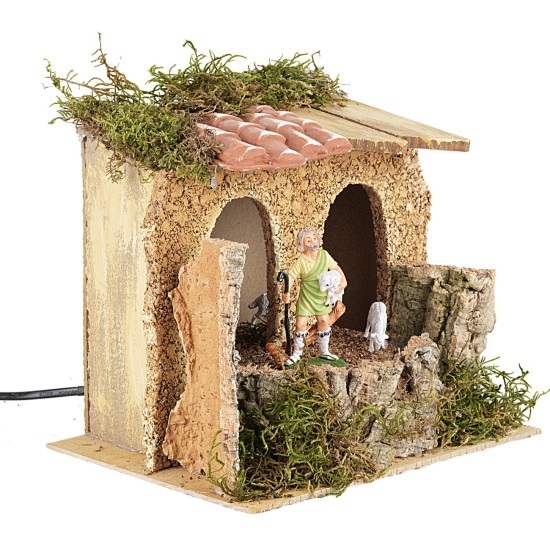 Ambientazione con pastore e pecore in movimento ambientazione