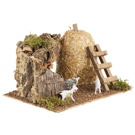 Recinto di pecore con fienile cm 21x16x15 h