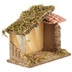 Capanna per presepe cm 23,5x12x20 h legno, altezza, muschio 2