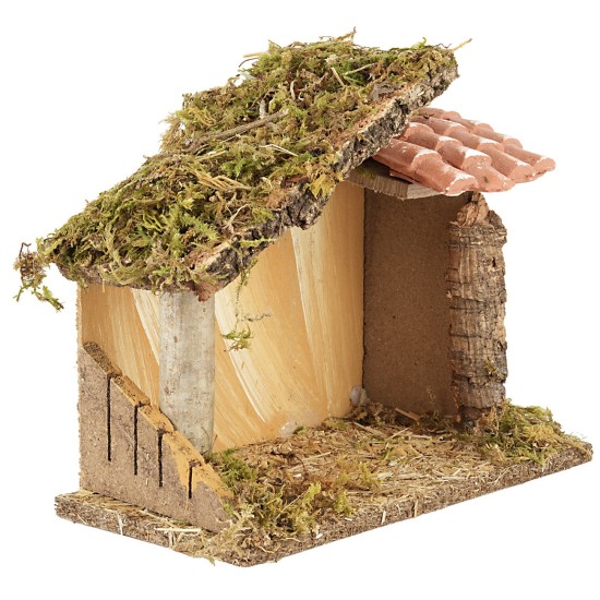 Capanna per presepe cm 23,5x12x20 h legno, altezza, muschio