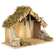 Capanna senza personaggi cm 32x17x25 h muschio, legno, altezza 2