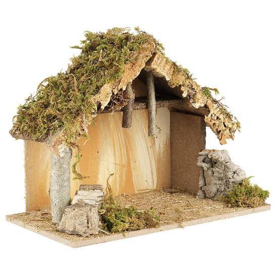 Capanna senza personaggi cm 32x17x25 h muschio, legno, altezza