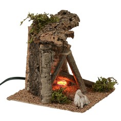 Rifugio con fuoco funzionante cm 15x15x14 h altezza, sughero 2