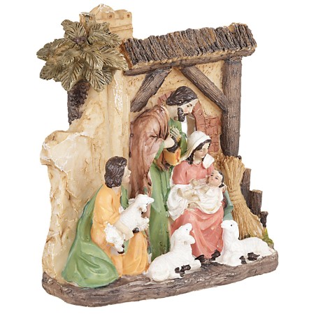 Grupo Natividad en resina con ovejitas cm 14x5,5x14,5 h