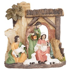 Gruppo Natività in resina con pecorelle cm 14x5,5x14,5 h