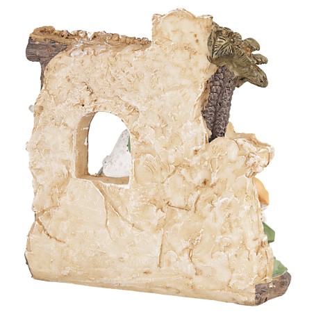 Nativity group in resin with sheep, dimensions 14x5.5x14.5 cm